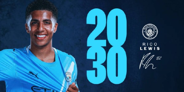 曼城官方：球队与后卫里科-刘易斯续约至2030年
